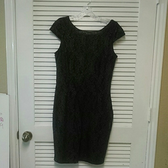 ESPIRT black dress w black overlay w gold highligh - Picture 1 of 6